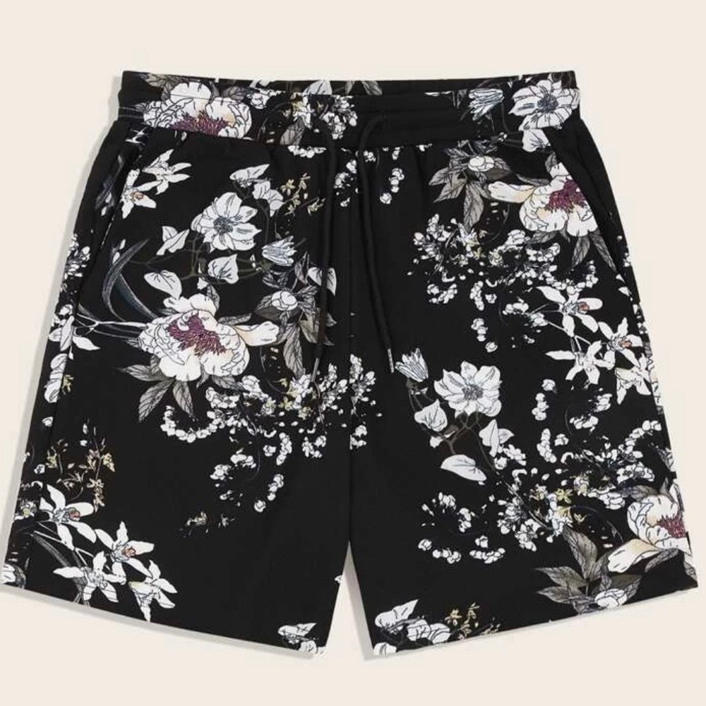 NWOT SHEIN Drawstring Botanical Print Shorts